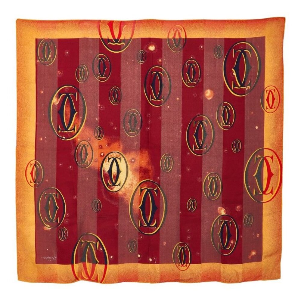 Cartier Logo All Over Orange Multicolor Silk